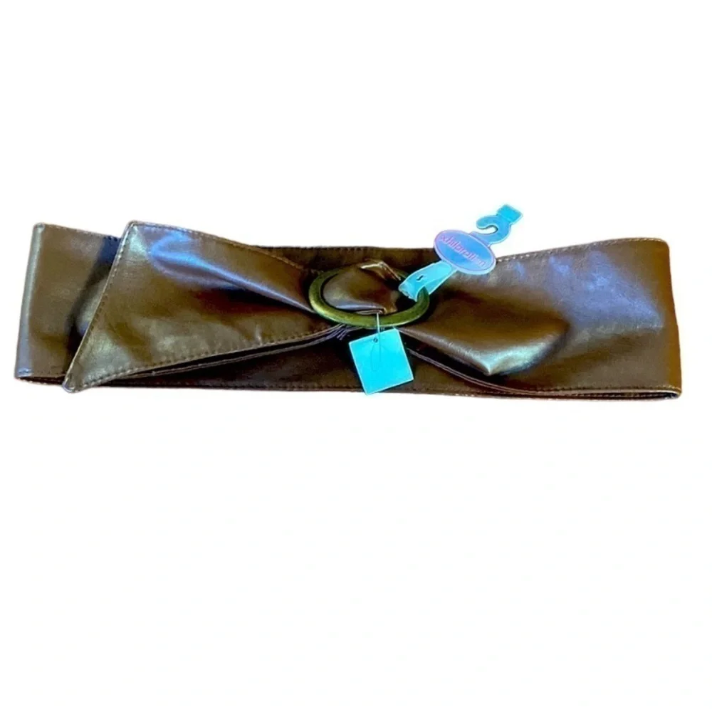 Xhileration dark brown wide faux leather belt